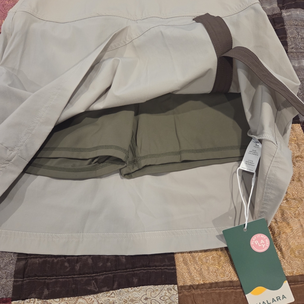 HALARA Cream Mini Skirt with Brown Stripe - Picture 3 of 3